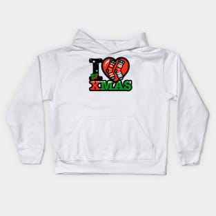 I heart Christmas socks xmas Kids Hoodie